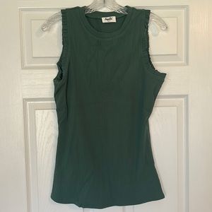 NWOT Medium Amalli Talli green ruffle ribbed tank top